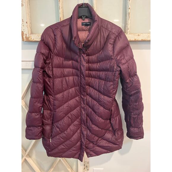 Lands End size large plum colored down puffer coat jacket - Picture 1 of 3